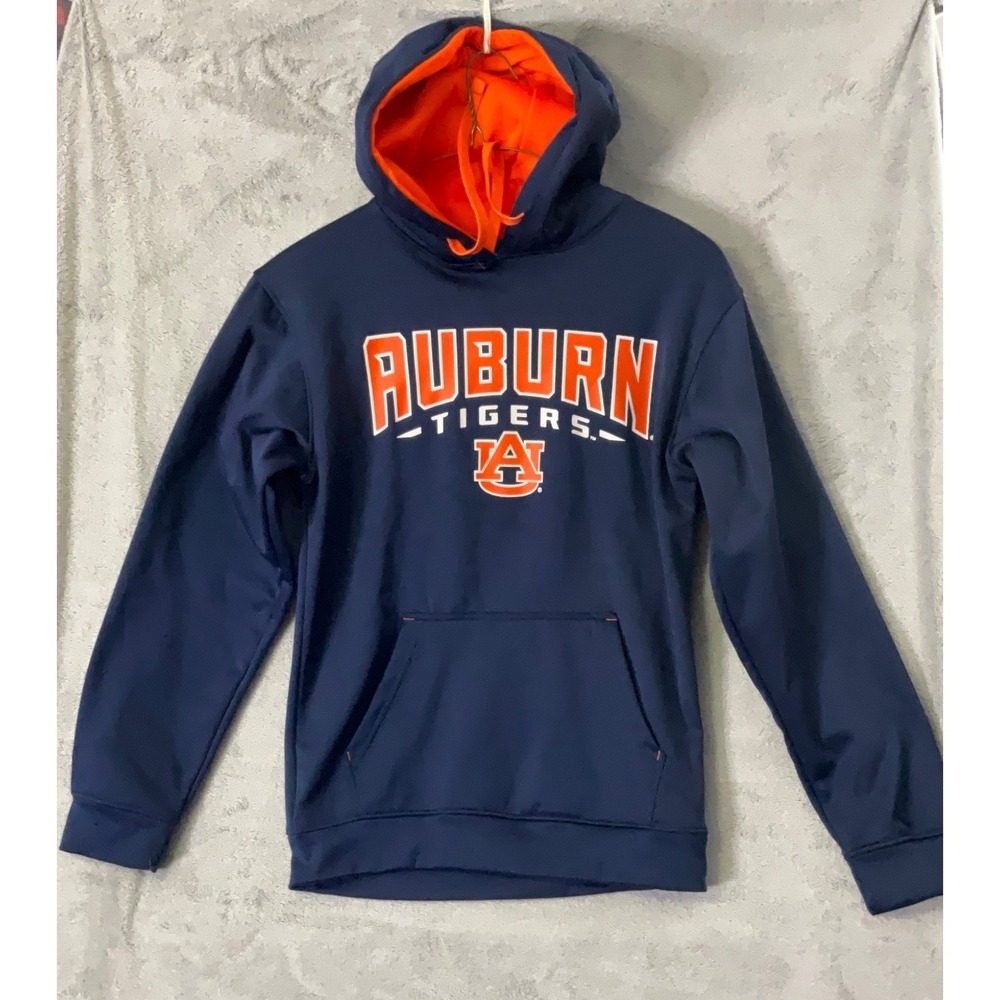 Auburn Tigers Hoodie Mens Navy Blue Orange Graphic Pullover Sweatshirt‎ NCAA L